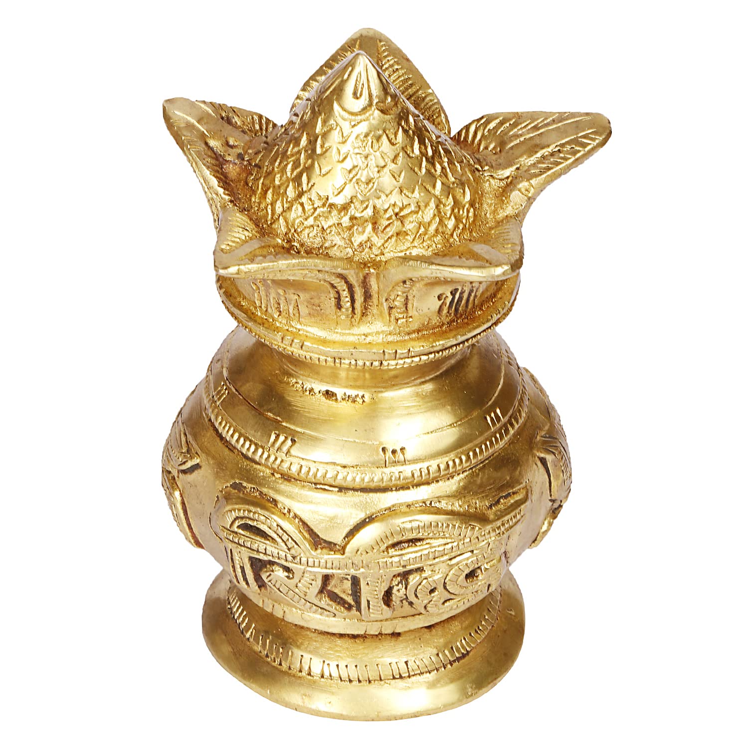 ARTVARKO Brass Kalash With Coconut I Riddhi Siddhi Kalash Swastik Kalash for Puja Temple Home Decorative Items 6 Inches 3