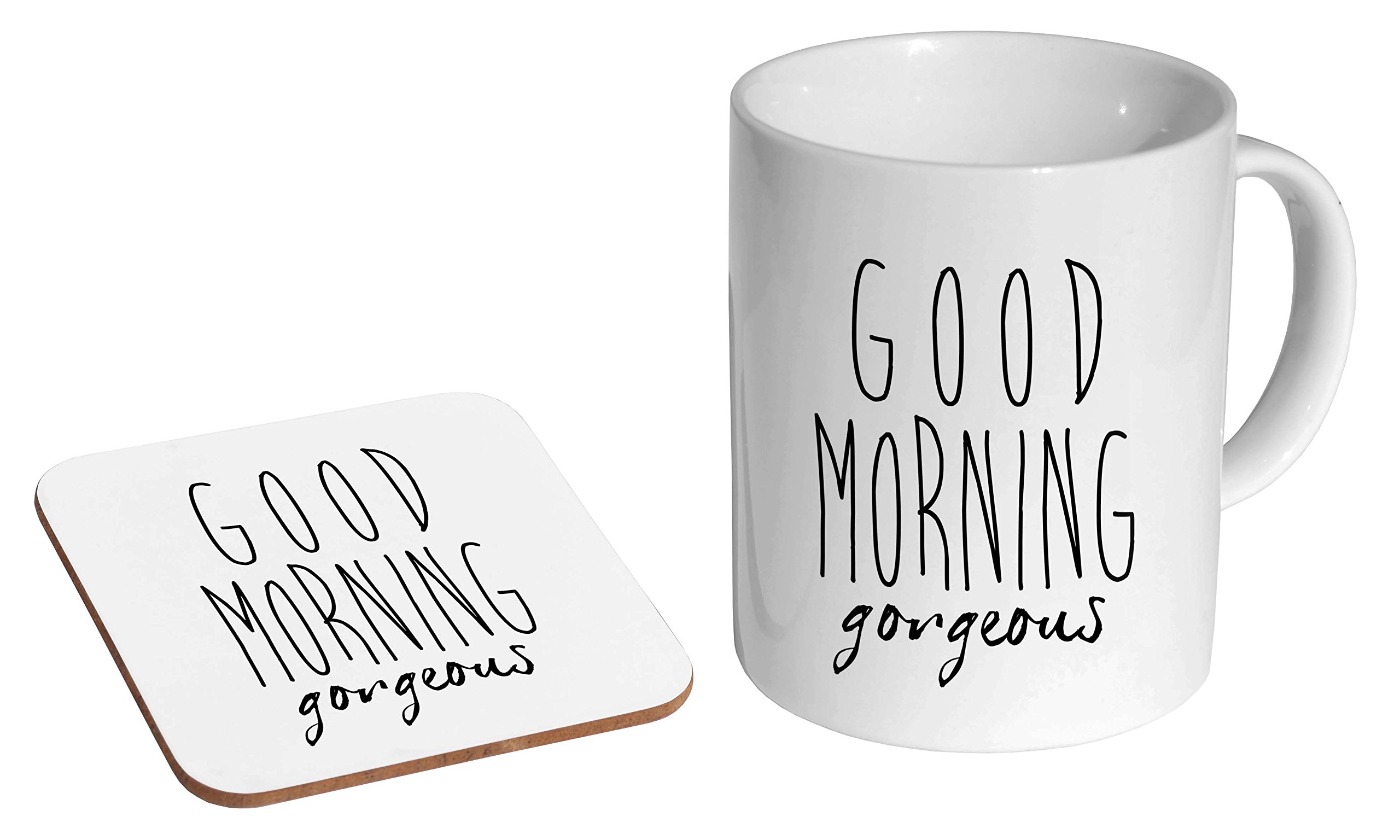Mugmart White Good Morning Gorgeous Ceramic Coffee Mug + Coaster Gift Set …