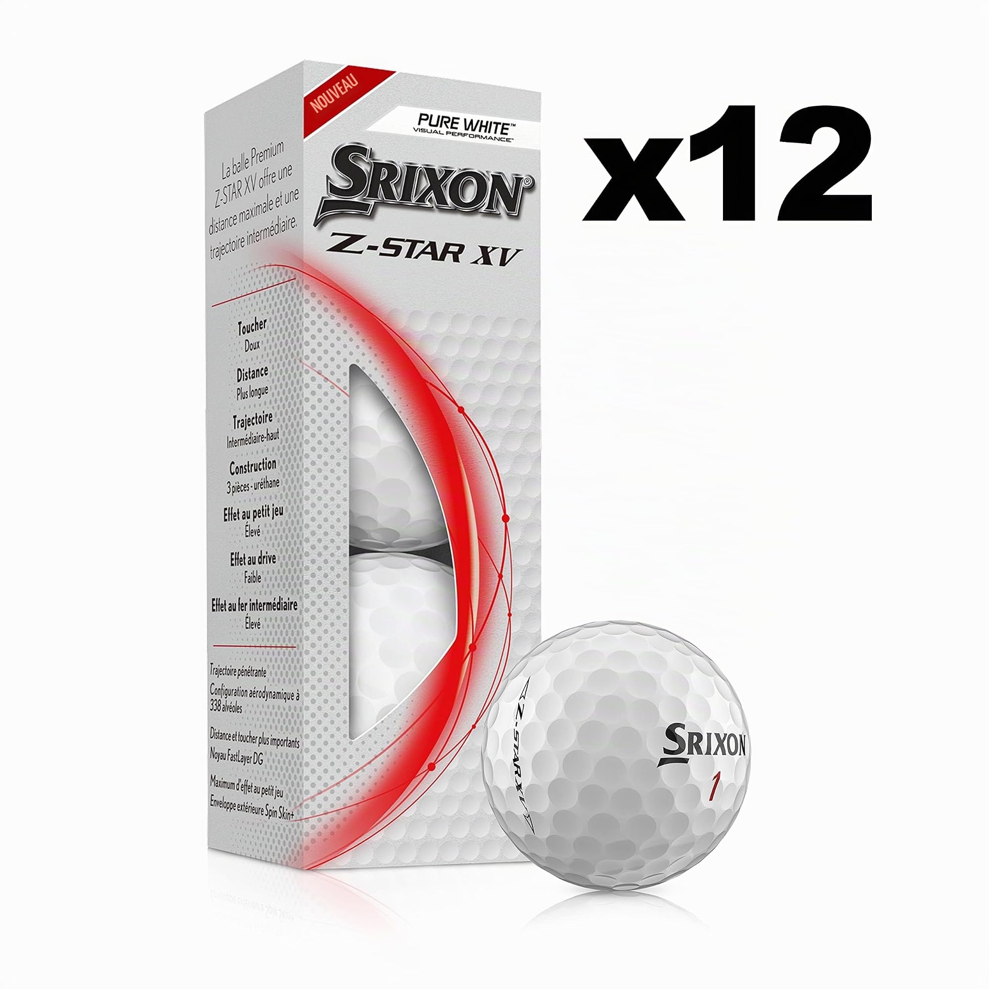 Srixon Z-Star XV – Balle de Golf Haute Performance |Niveau Tour |Distance & Spin Extrêmes | Noyau FastLayer DG Core 2.0 | Revêtement Spin Skin+ | Contrôle & Toucher Doux