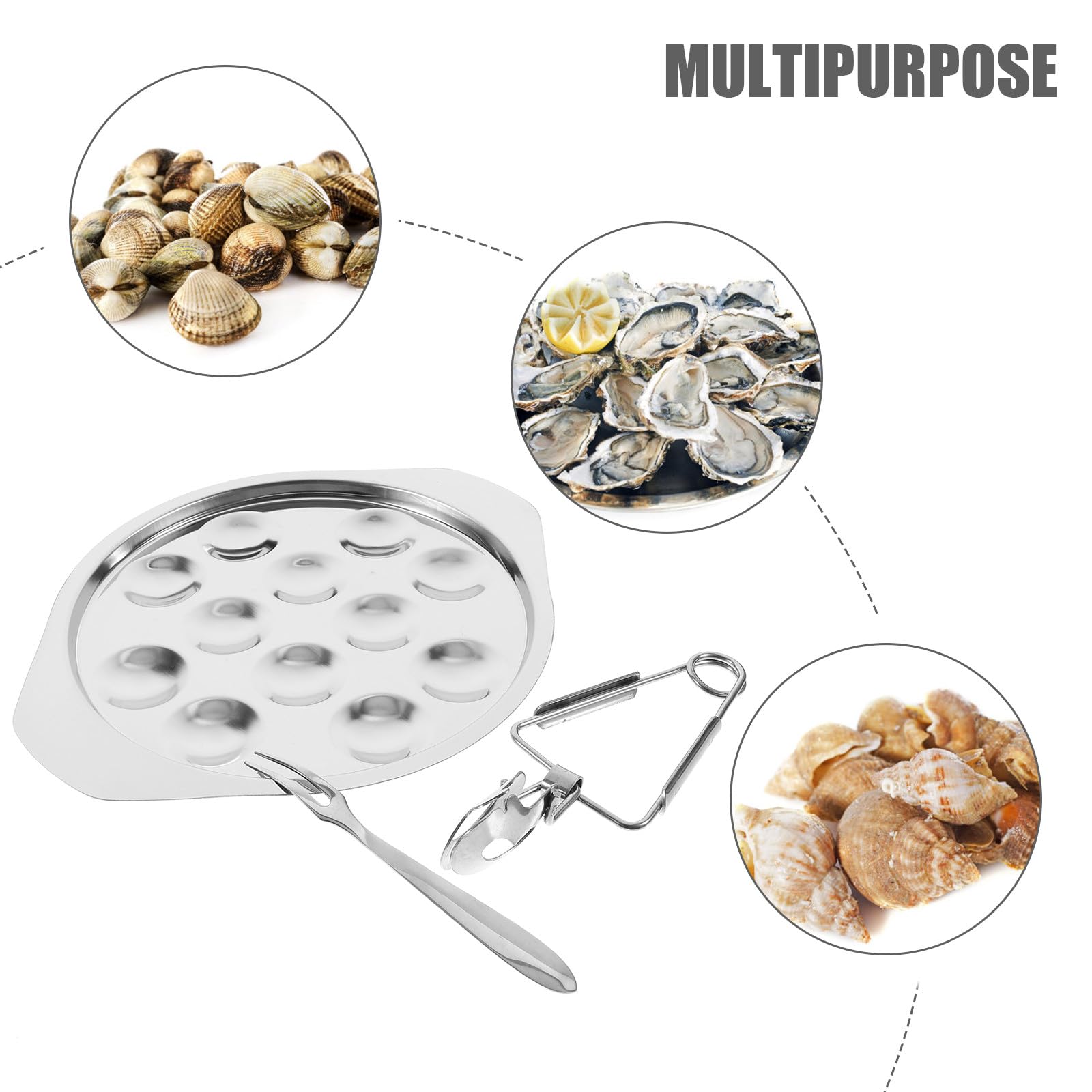 SHINEOFI Plato para Mariscos de Acero Inoxidable 12 Compartimentos Bandeja para Caracoles y Aperitivos Resistente y Apto para Horno Adecuado para Uso Doméstico y Restaurantes
