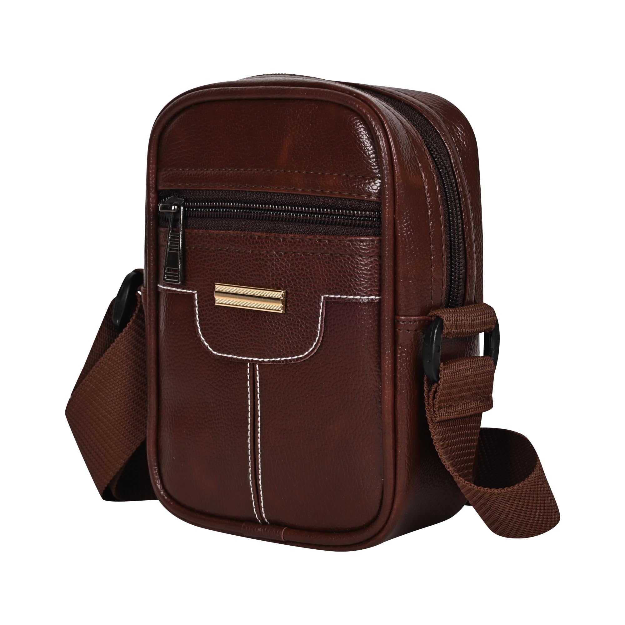 Trendy Milan SMALL Leather Sling Bag for Men Women | Classic Chest Slinger | Mobile Pocket Sling Bags for passport documents essential items| corporate gifts items.-image-7