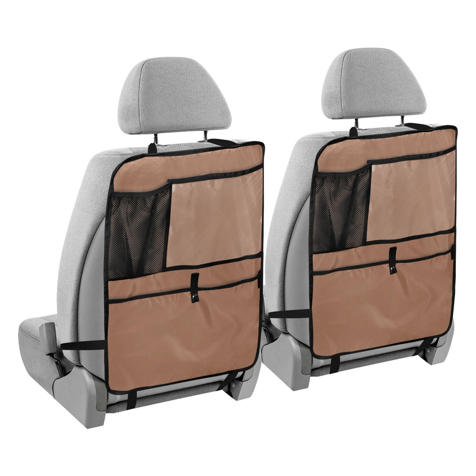 innewgogo Terracotta 2 Pack Kick Mats Car Back Seat Protector for Kids Premium Back Seat Cover with 3 Storage Pockets Car Storage Bag for Child Feet