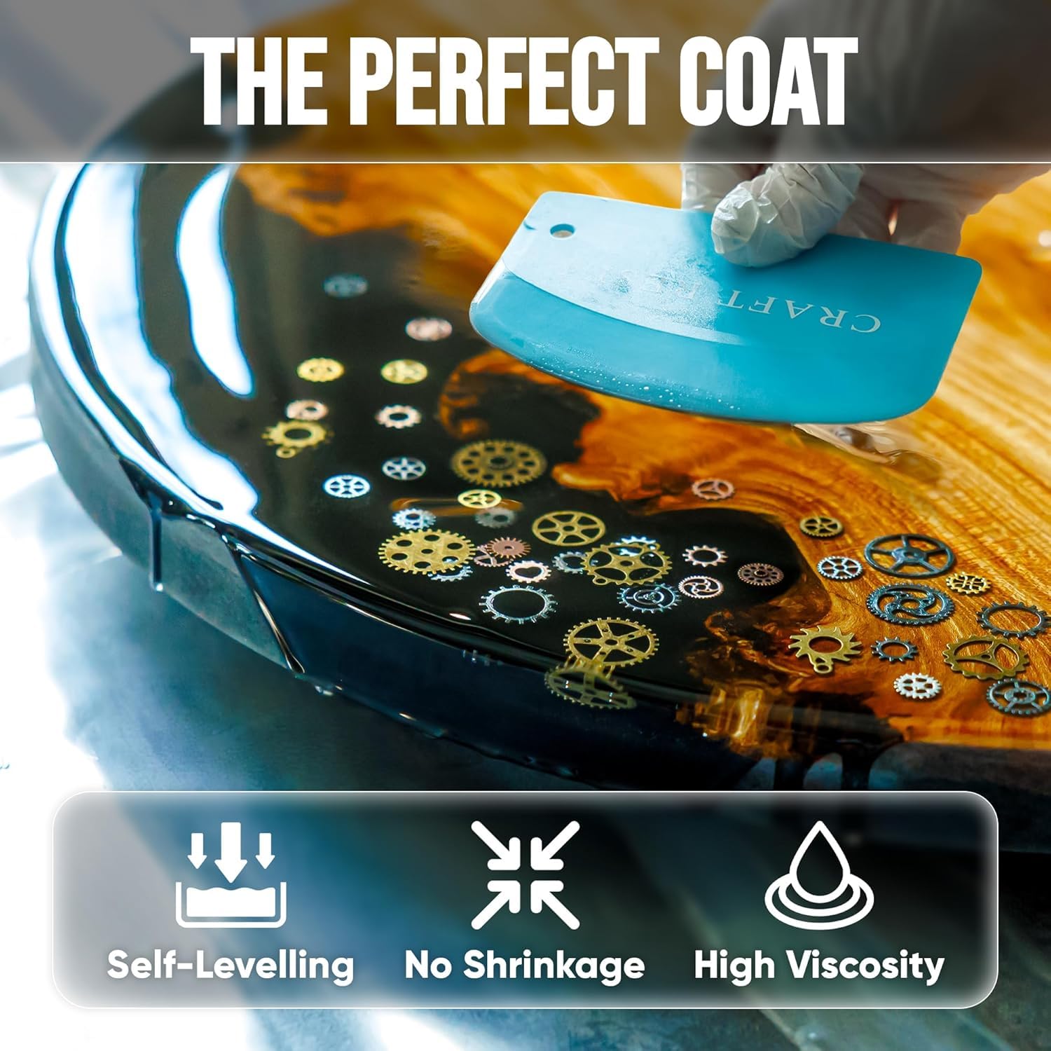 CRAFT RESIN Epoxidharz Set 4L (1:1) Kristallklar Hochglänzend UV-Beständig Selbstnivellierend für Tischplatten