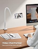 Vista 3 de Lamicall Soporte de teléfono de cuello de cisne para cama, clip de abrazadera ajustable 360, soporte de montaje para teléfono celular para Negro