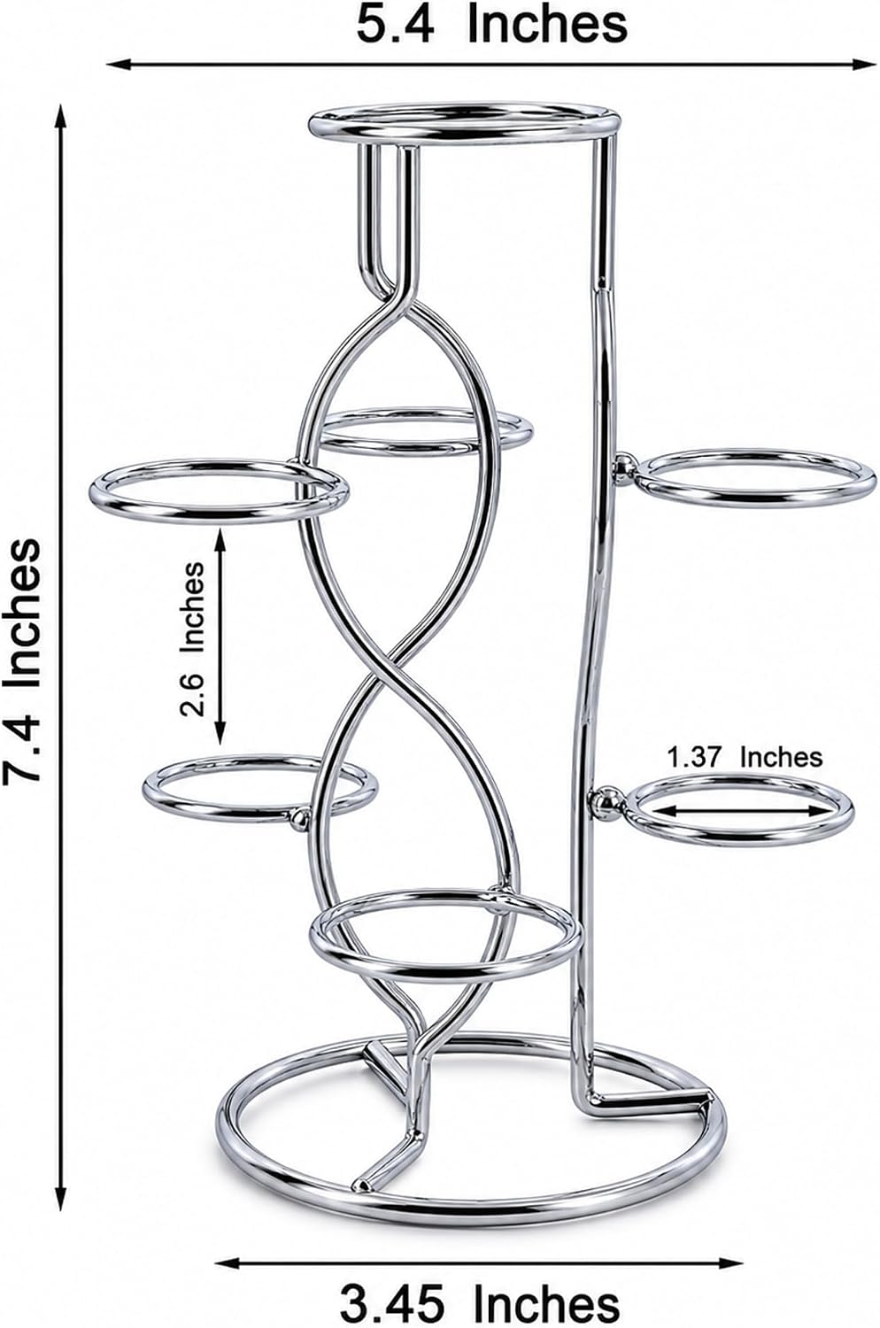 7 Silver Wire Metal Sphere Crystals Egg Stand Holder Display 7.4 Inches