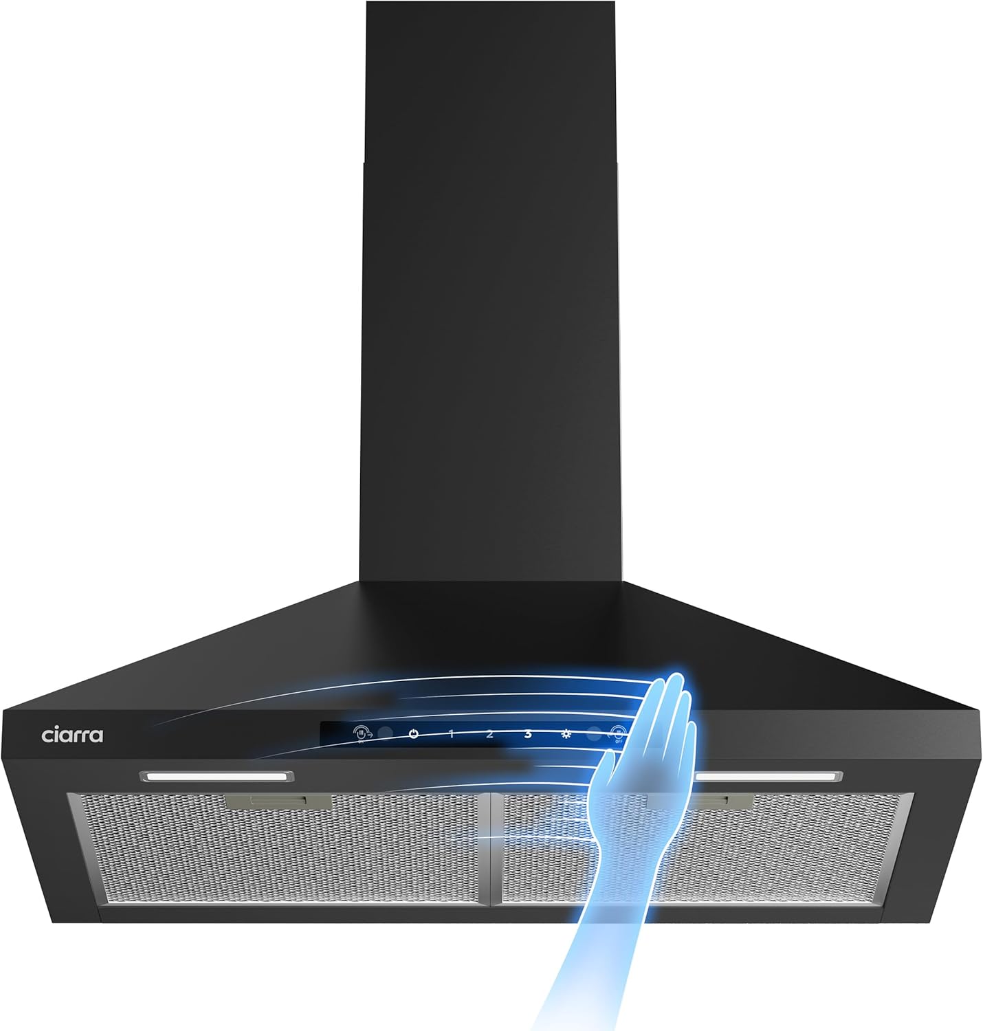 CIARRA Black Wall Mount Range Hood 30 inch 650 CFM Stove Vent Hood with 2-Level LED Light for Kitchen,Gesture & Touch Control, Ducted and Ductless Convertible, CAB75206-N CIARRA Black Wall Mount Range Hood 30 inch 650 CFM Stove Vent Hood with 2-Level LED Light for Kitchen,Gesture & Touch Control, Ducted and Ductless Convertible, CAB75206-N