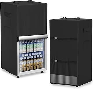 Refrigerator Cover Waterproof Dustproof Fridge Cover Outdoor Refrigerator Covers with Double Zipper and Large Mesh Vent Suitable for Upright Freezers/Beverage Refrigerators 33"D x 33"W x 67"H
