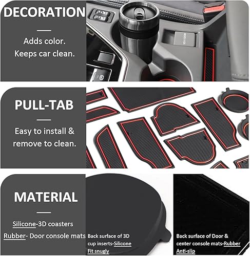 Vista 17 de Auovo Insertos para portavasos compatibles con Subaru Crosstrek Impreza 2024 2025, accesorios de silicona personalizados para portavasos de Rojo