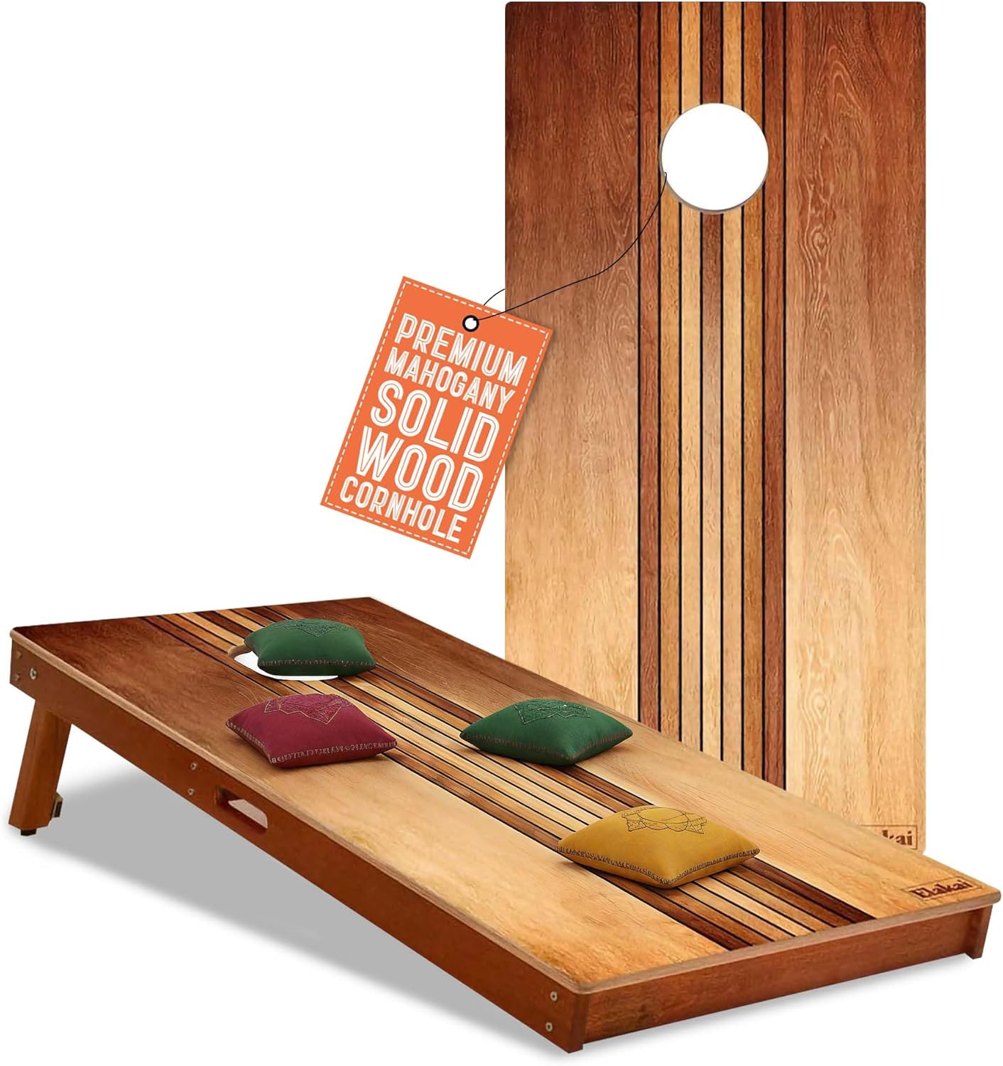 Skip's Garage Moisture-Resistant All-Weather Cornhole Boards | Elakai Mahogany Solid Wood Outdoor Corn Hole Game | Lightweight and Portable | 40+ Design Options