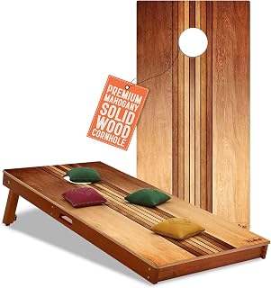 Skip's Garage Moisture-Resistant All-Weather Cornhole Boards | Elakai Mahogany Solid Wood Outdoor Corn Hole Game | Lightweight and Portable | 40+ Design Options