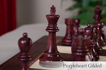The House of Staunton The Reykjavik II Series Chess Set, Box & Board Combination - Purpleheart Gilded