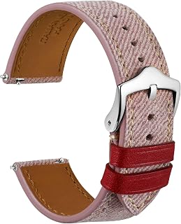 WOCCI Denim Pattern Watch Band, Italian Leather, Taper Stainless Steel Buckle, Strap Width 18mm 20mm 22mm