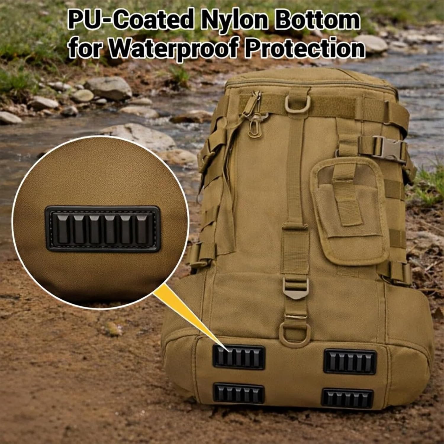 kokkoya Small Fishing Bag Tackle Backpack with Rod Holder Lightweight Backpack for Fishing Hiking Kayaking Outdoor Gear Storage for Men (Khaki)