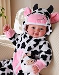 BABESIDE Baby Doll Girl - 17 Inch Realistic Baby Dolls with Blue Eyes, Soft Body and Cow Outfit - Real Life Baby Dolls for 3+ 4 5 6 7 8 9 Years Girl Birthday Gift, Pretend Play and Collection