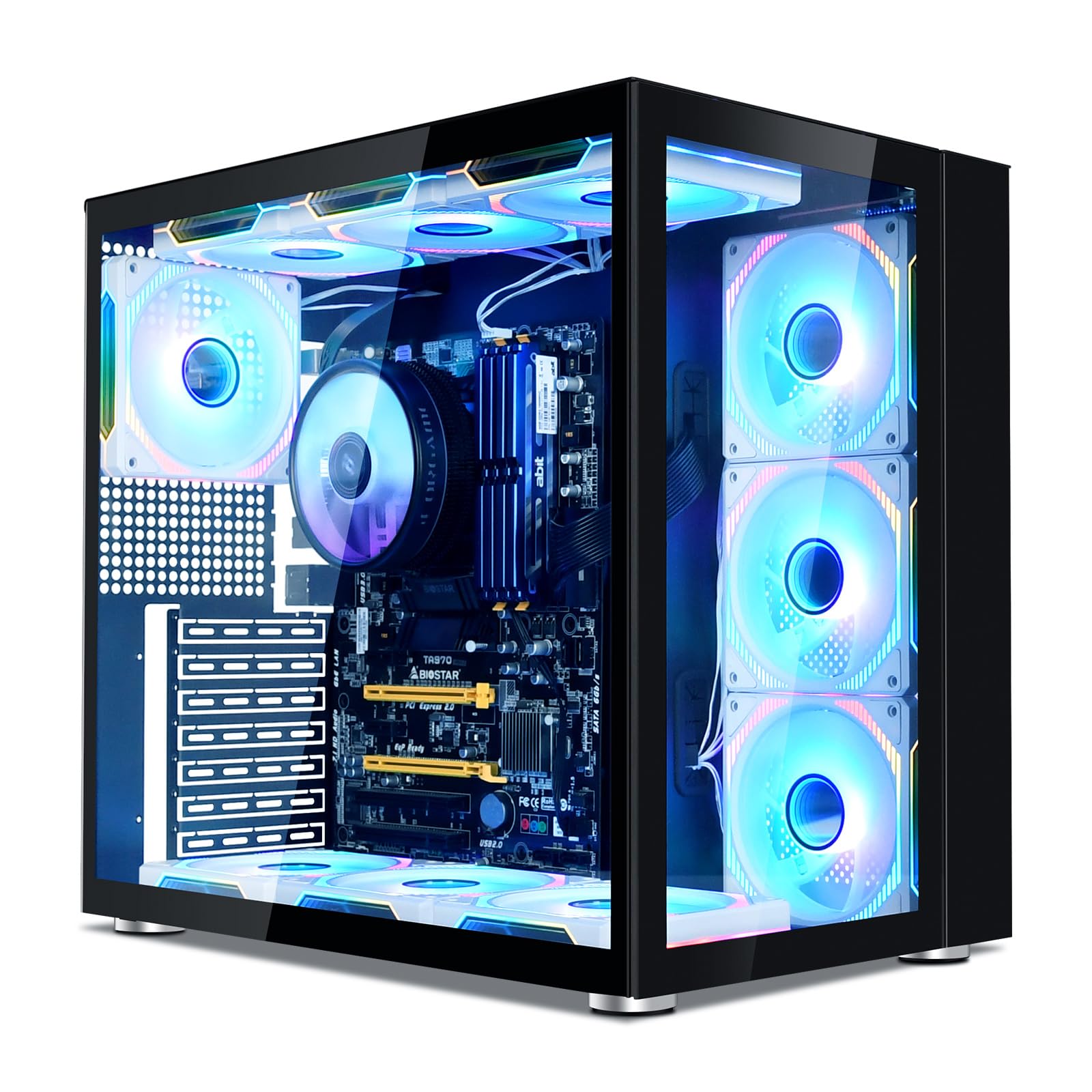 Buy GOPIE Mid Tower Gaming pc case, P07 ATX Computer Chassis with Dual