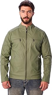 جاكيت بياقة واقفة وجيوب أمامية للرجال من ريفين - بلون أخضر زيتي