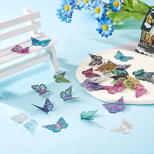 Miniatura 5 de Pandahall - Dijes de acero inoxidable surtidos de metal, estrella y luna, flor, animal para hacer pulseras, collares, aretes, Acero inoxidable