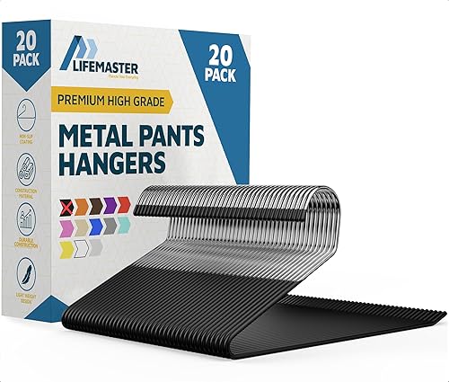 Lifemaster Juego de perchas para pantalones de metal - 20 piezas Elegante juego de perchas para guardarropa con ahorro de espacio y antideslizantes