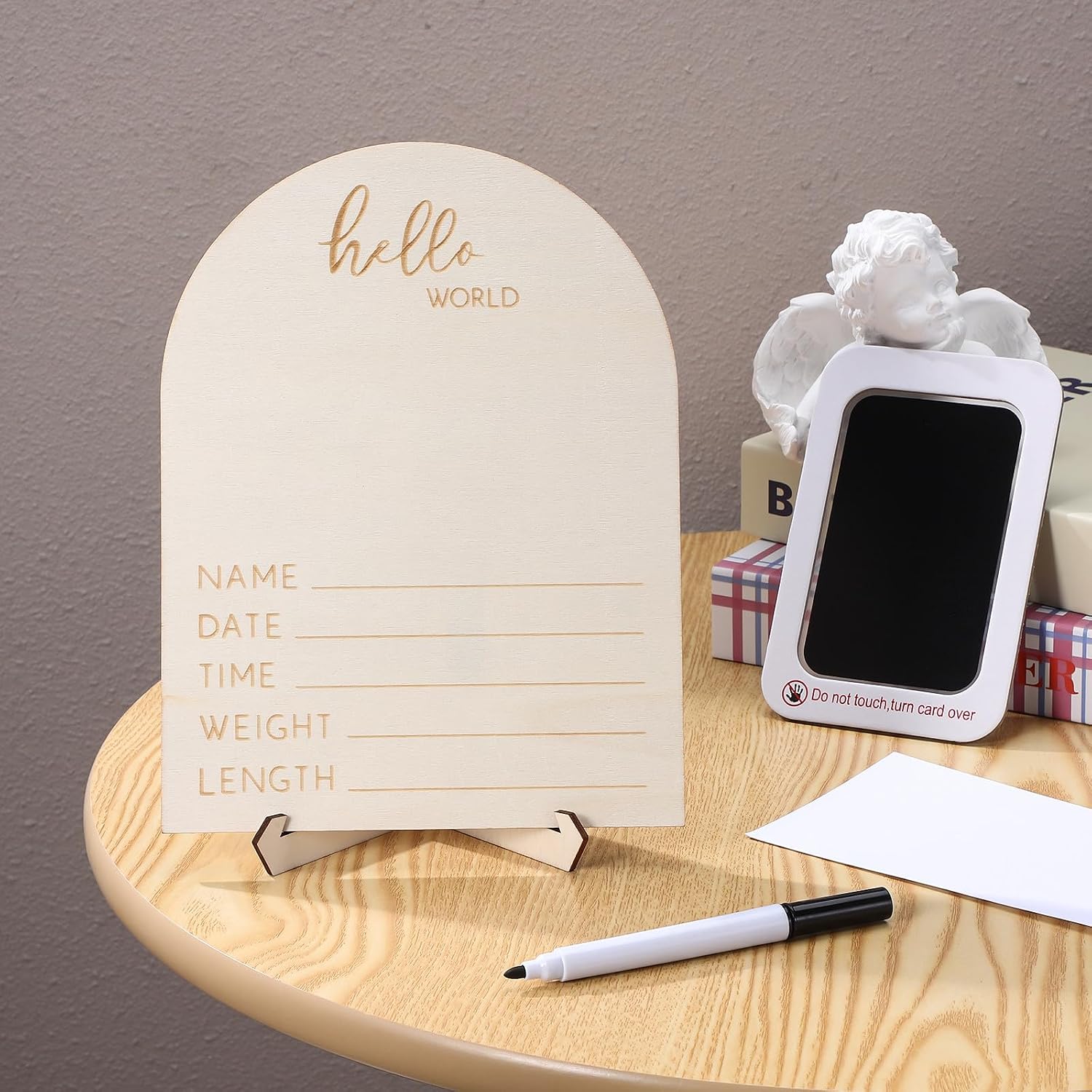 Luxshiny Sonogram Picture Frame Keepsake Frame 15cm X 10cm Boxwood Wood with Stand and Clip for Shower Nursery Décor