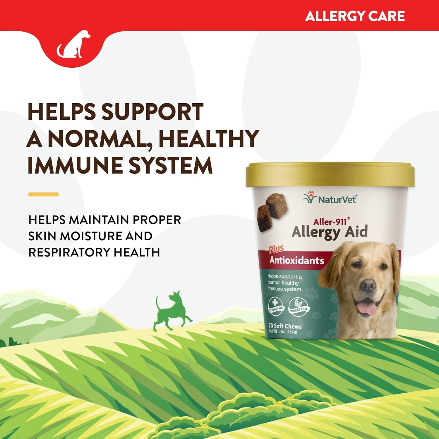 NaturVet Aller-911 Calming Aid & Allergy Aid Dog Supplement – Helps Reduce Stress – 30 Ct & Aller-911 Advanced Allergy Aid for Dogs, Cats – Antioxidant-Rich Pet Supplement with Omegas – 70 Soft Chews