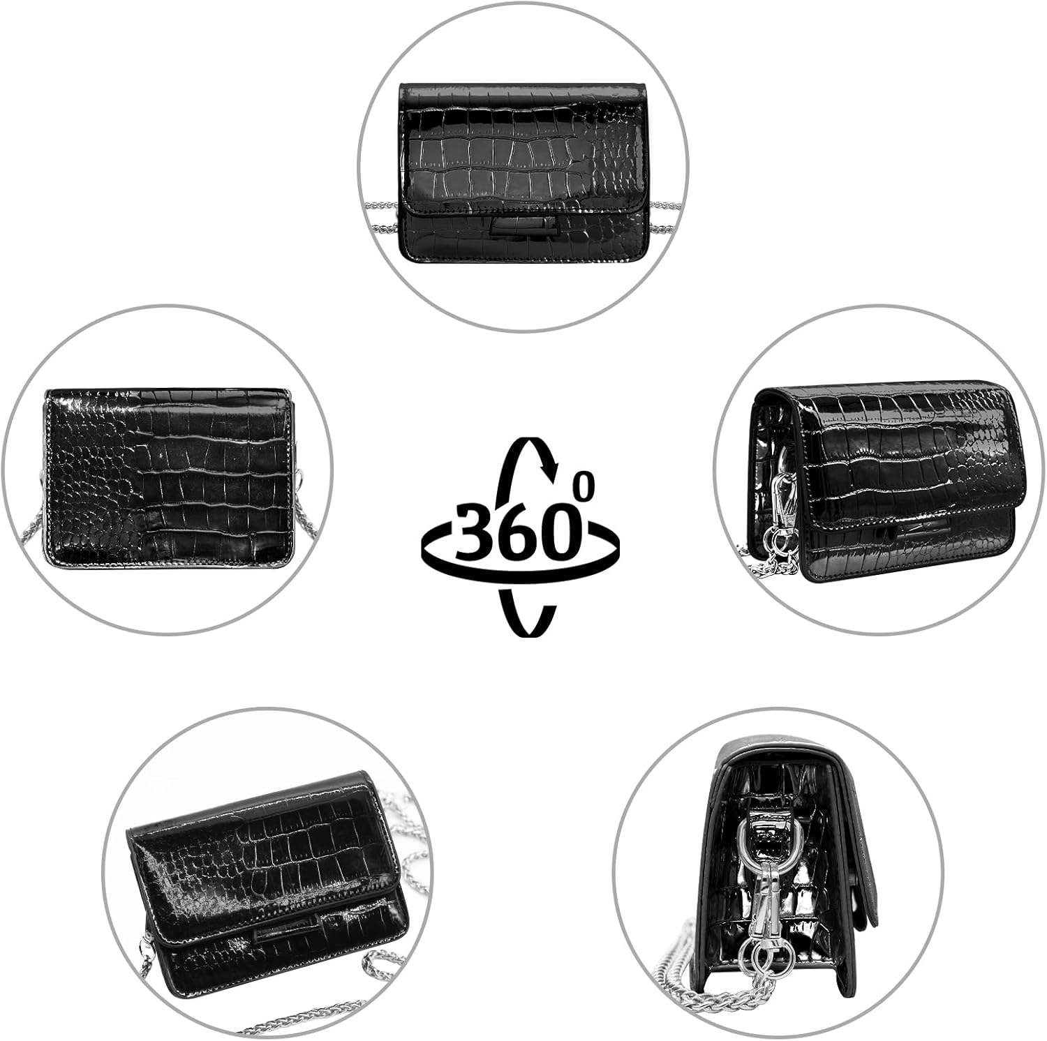 LJCZKA Mini Crossbody Bags for Women y2k Small Square Purse with Chain Strap Clutch Evening Handbags for Dressy, Prom, Party - Image 6