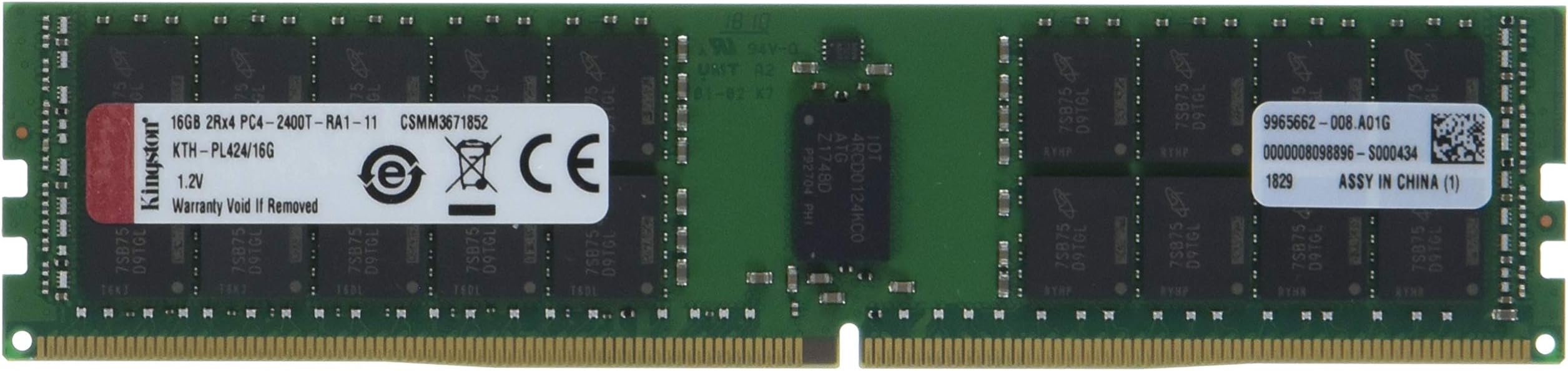 Banco Di RAM Kingston 16GB DDR4 2400MHz RDIMM Per Server – PC4-19200, ECC, Registered, Usato Con Garanzia 2 Anni