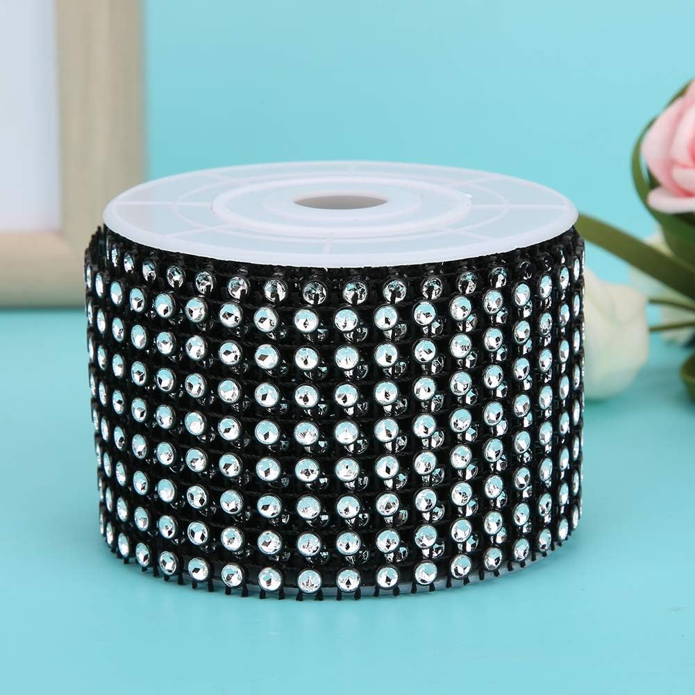 Crystal Rhinestone Ribbon, 3PCS Sparkling Bling Ribbons Rhinestone Mesh Roll Shiny Wrap Ribbon Trim Sparkling Bling Ribbons Roll for DIY Hand Made Decoration(Black)