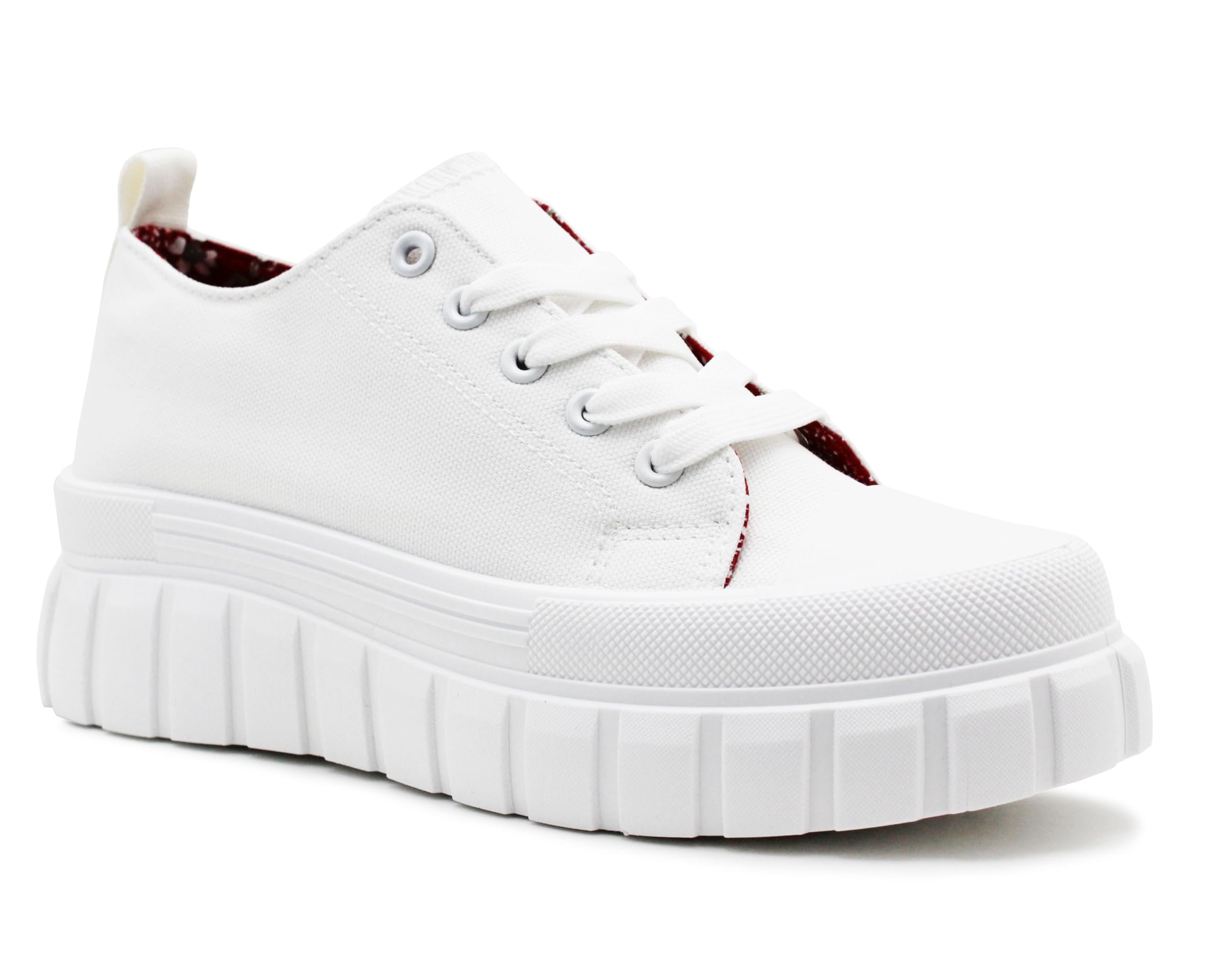 IMTYWomens Canvas Trainers Platform Lace Up Chunky Sole Baseball Sneakers Ladies Flat Fashion Trainer Pumps Shoes