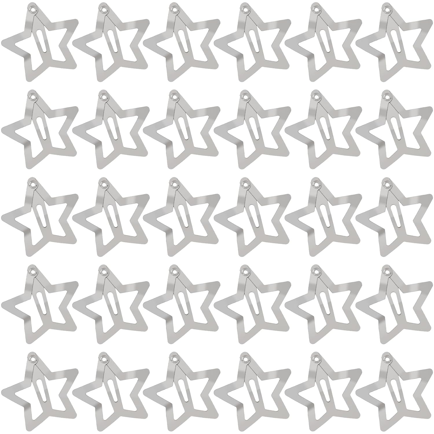 30 PCS Cute Star Hair Clips for Women, Silver Metal Star Hair Snap Barrettes, Non Slip Hair Accessories for Women for Daily Use, Parties (1.18 x 1.18 inch)