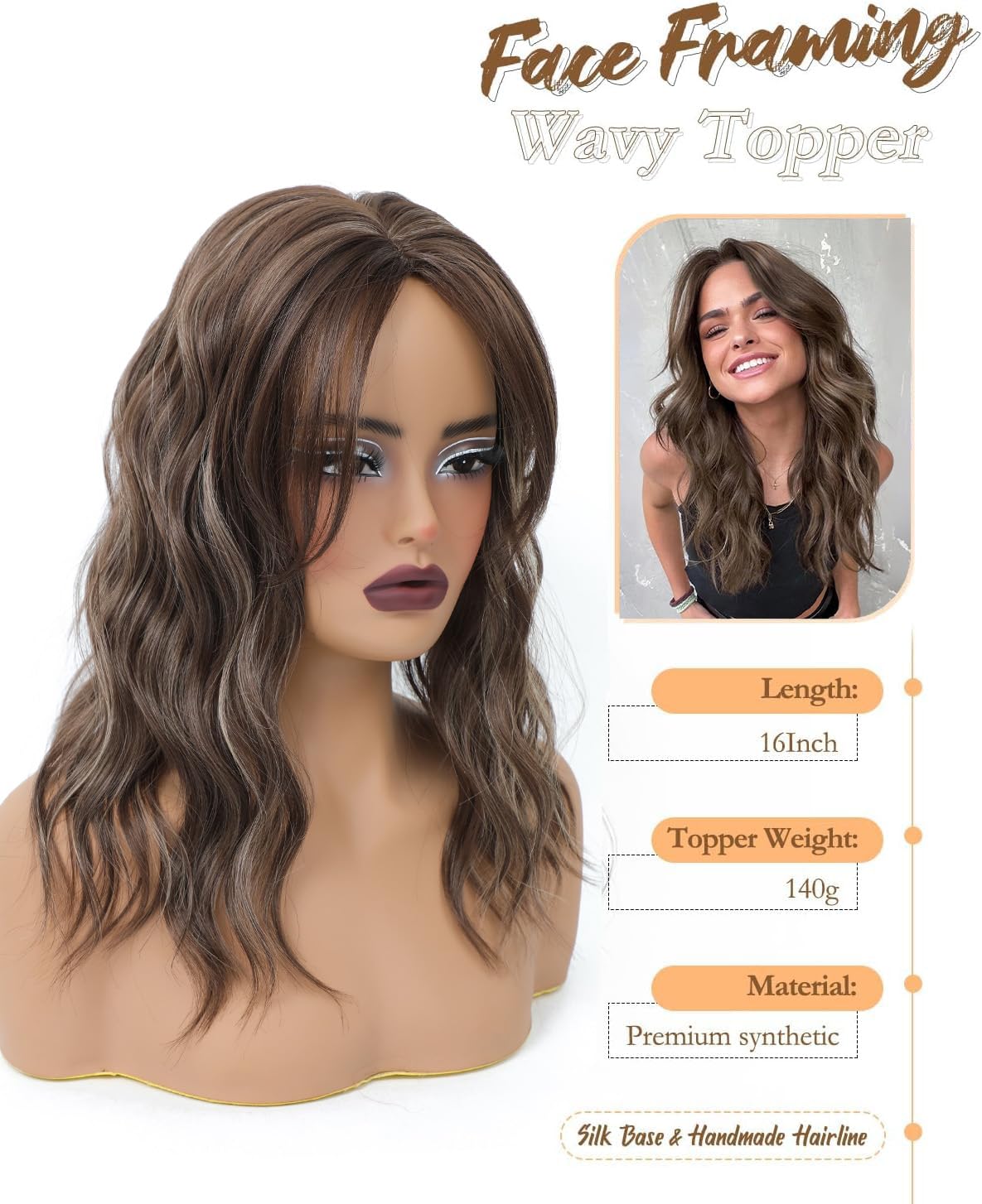 Amazon.com : PANEWAY Hair Topper 16Inch Hair Toppers For  display picture 1