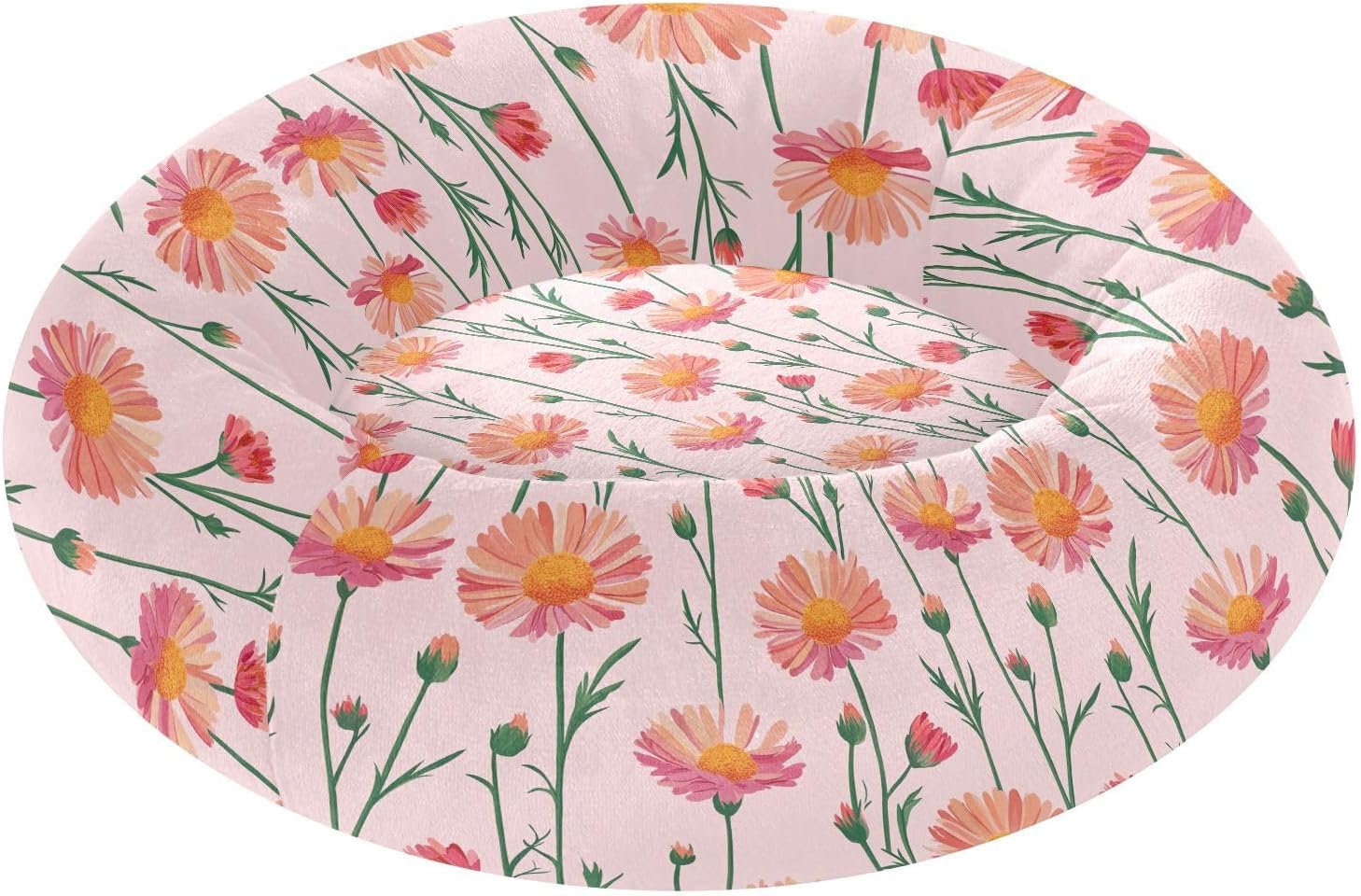 Pet Dog Bed Anxiety Relief Fluffy Dog Pillow Bed for Small Size Pets Supplies M Cute Calendula Pink