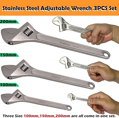 Miniatura 28 de WEDO Llave inglesa ajustable de acero inoxidable, anticorrosión, alta resistencia, mandíbulas fresadas de precisión para una máxima potencia