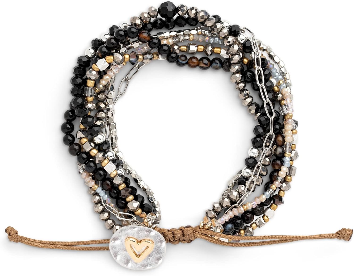 DEMDACO Beaded Love Glass and Metal Charm Bracelet