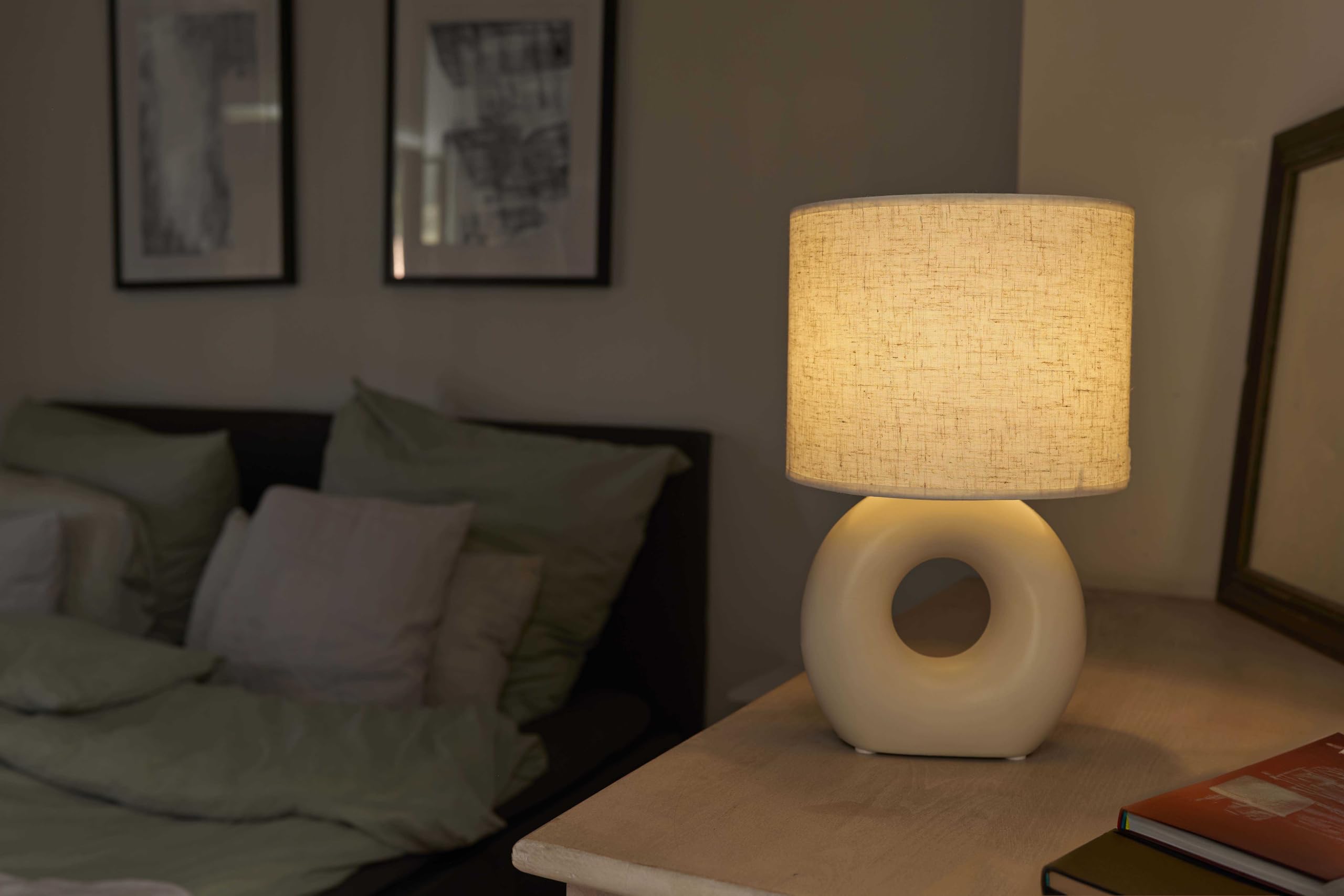 Northpoint LED Batterie Tischleuchte Innen & Außen mit Timerfunktion IP44 Warmweißes Licht 3000K Kabellos Wetterfest (beige-weiß)