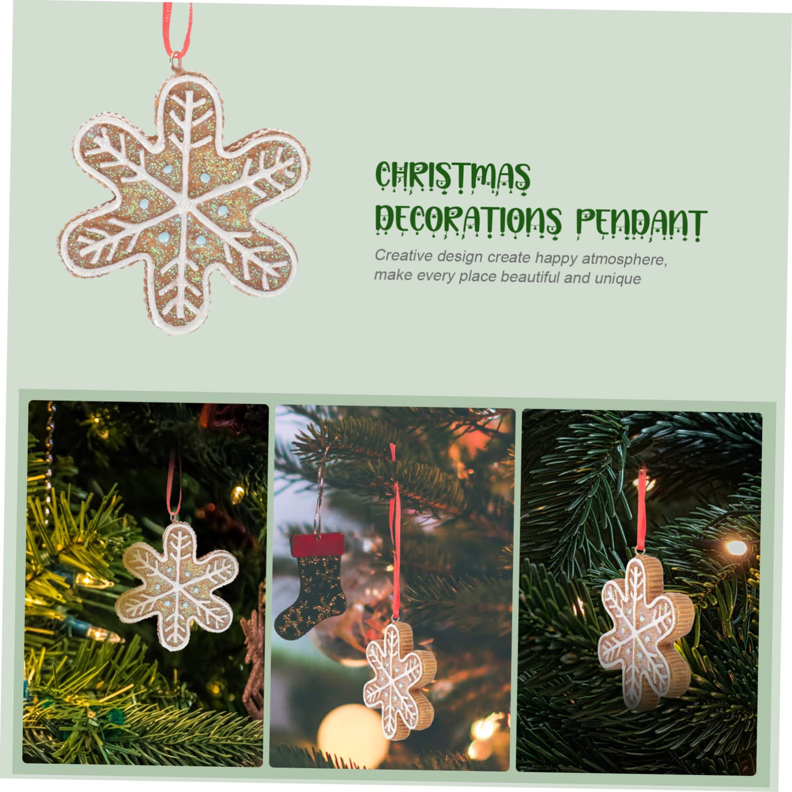 IMIKEYA 4 Stück Christbaumschmuck Weihnachtsbaum Hängende Dekoration Weihnachtsbaum-Lebkuchen Weihnachten Hängende Schneeflocke Lebkuchenplätzchenverzierungen Minifiguren Harz Light Brown