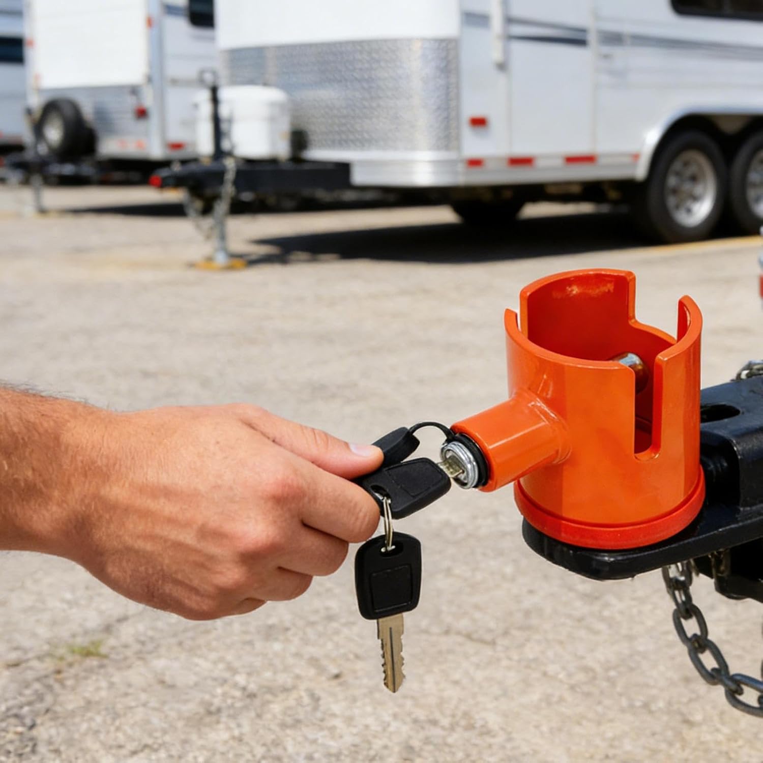 Tongue Lock Hitch - Heavy Duty Steel Tools, Trailer Hitch Lock with Secure Design, Towing Safety Locks for Rv Pick Lawn Mower, Jack Equipment Cargo Door Container, Floor Tools Use