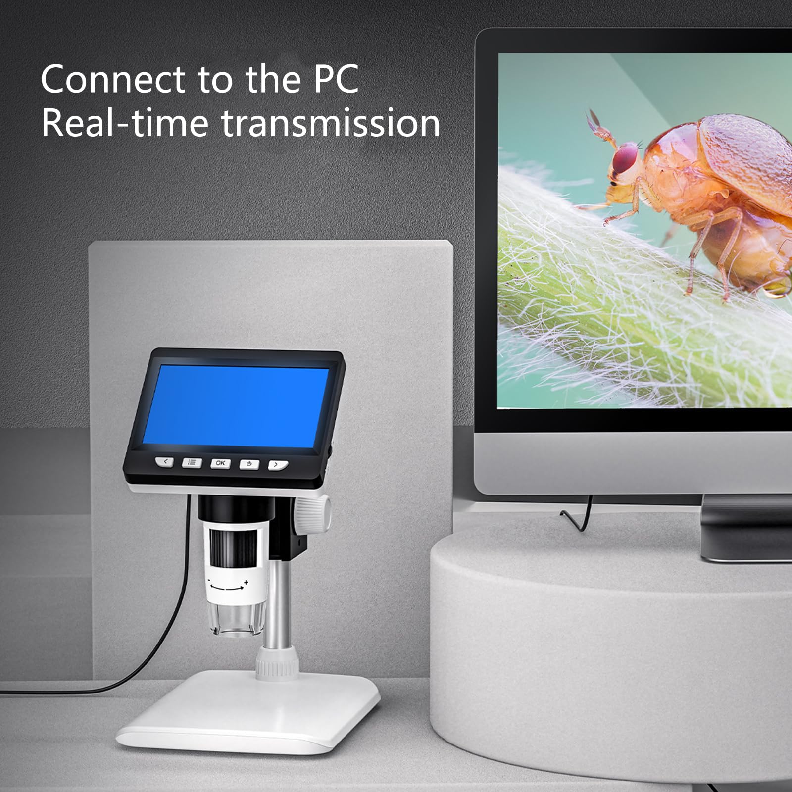 Microscopio a moneta 1080P con batteria ricaricabile e visualizzazione del PC per saldatura e analisi del circuito 4.3Inch microscopio di saldatura 1080P
