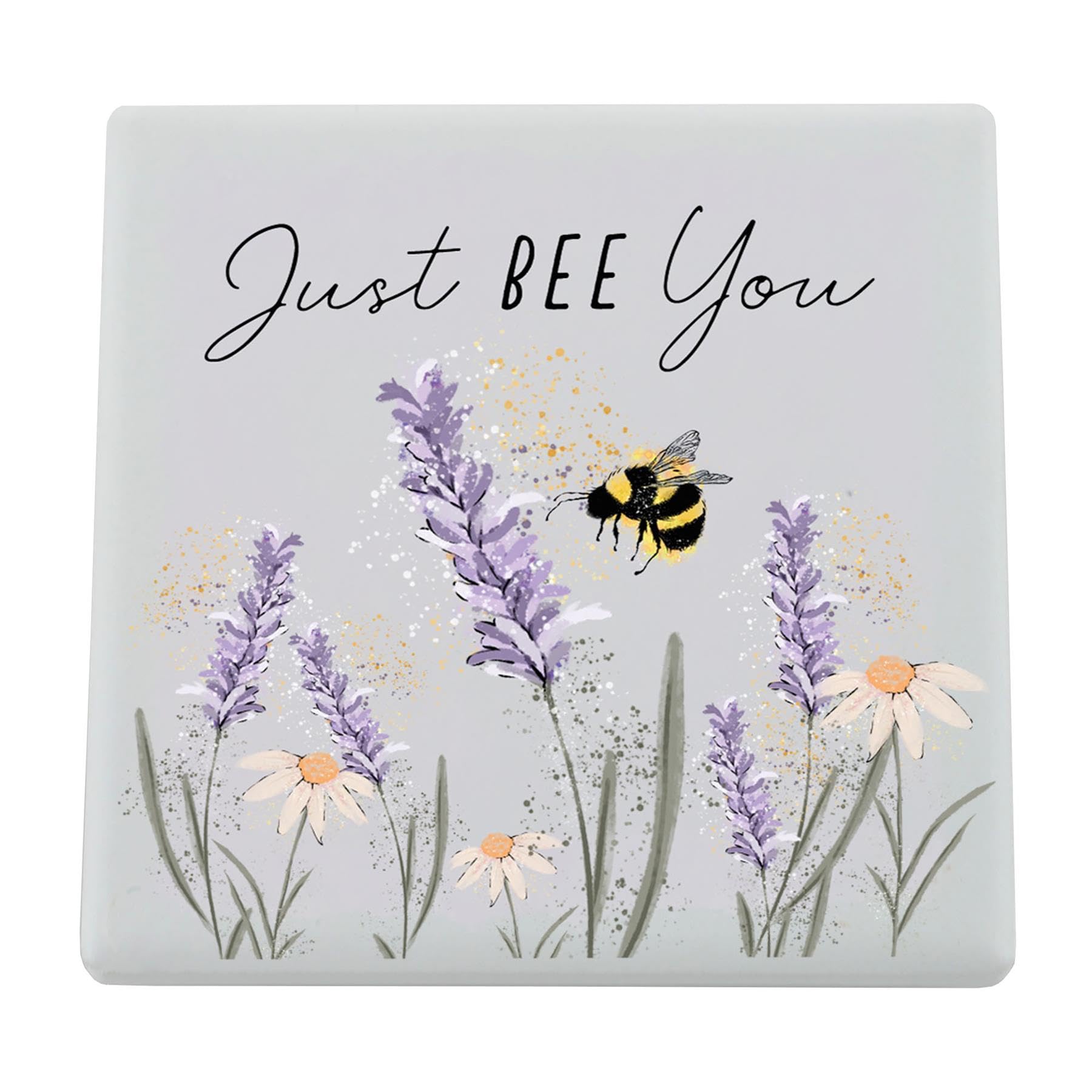 Global Designs Matte Just Bee You Watercolour Effect Bumble And Lavender Ceramic Magnet