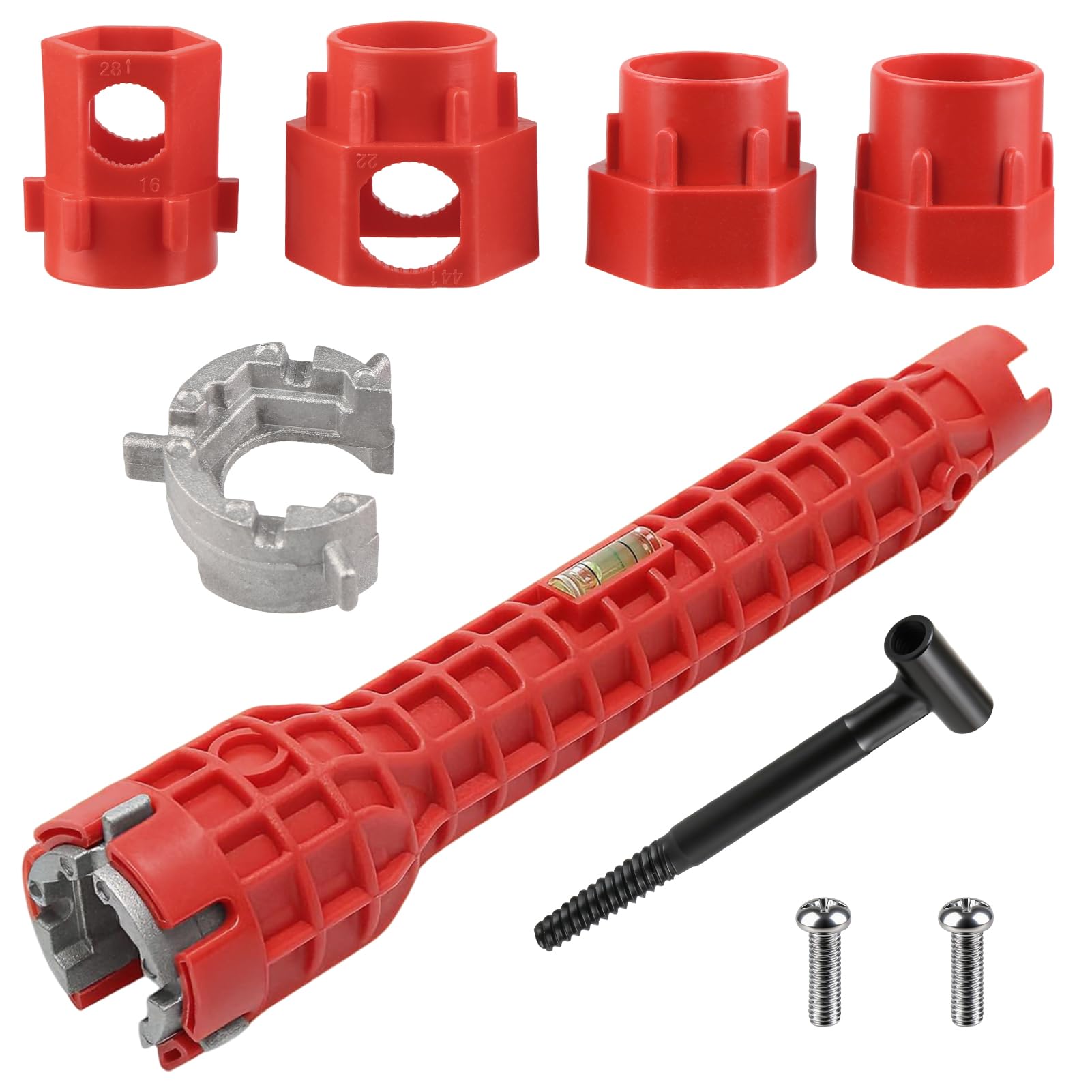 14 in 1 Faucet Wrench Tool Tap Spanner & Basin Wrench Set for Tight Spaces Anti-Slip Comfortable Grip Plumbing Tools for Tight Space Sink Kitchen Bathroom Plumbing Faucet Installation and Repair