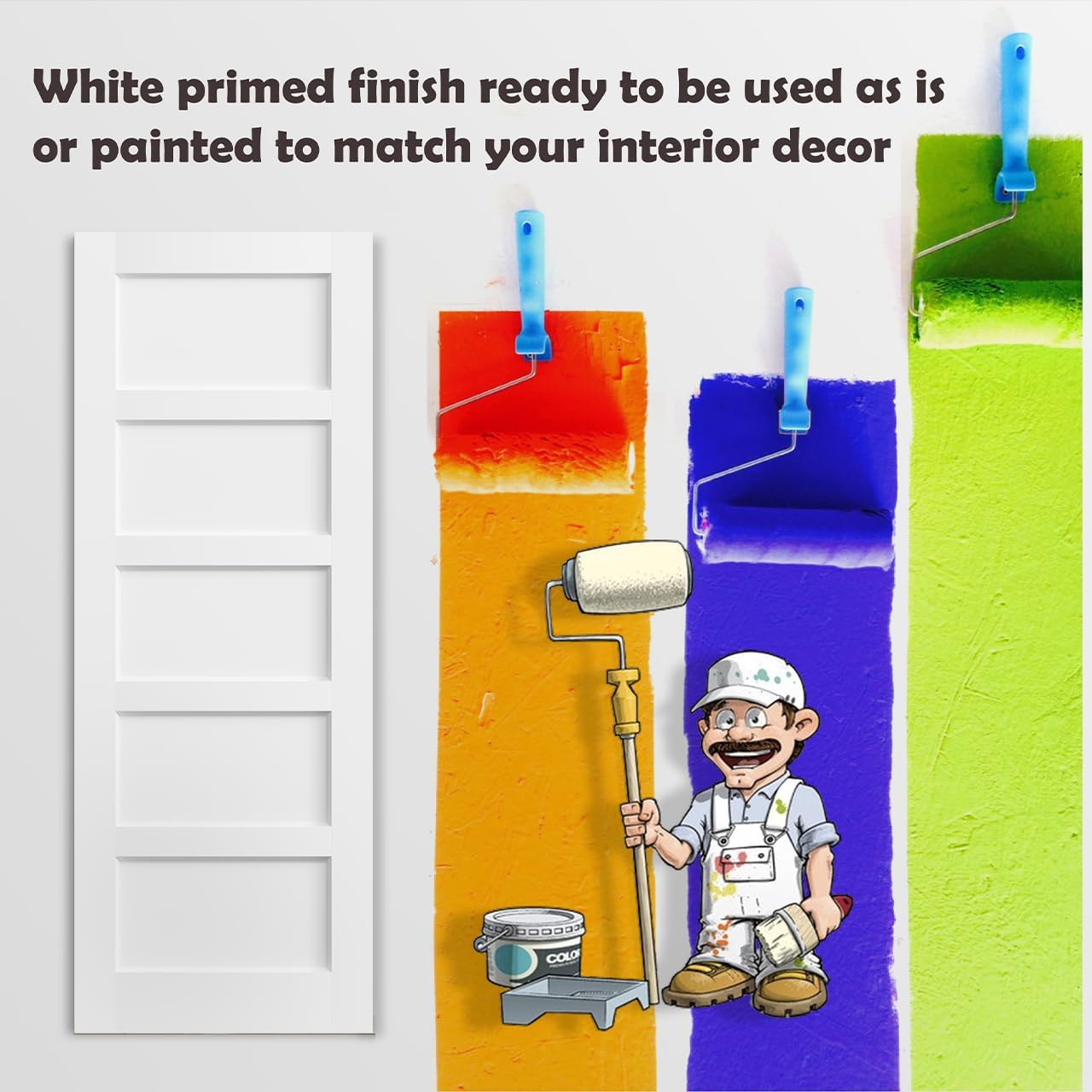 30" x 80" Interior Door, 5-Panel Pantry Door with Jamb Kits - DIY Paintable French Bedroom Door Panels for Home （Hinges and Handles not Included）