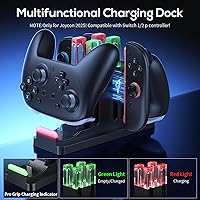 Vista 3 de FASTSNAIL Charging Dock Compatible with Switch 2 Joypad, Charging Stand for Switch 1/2 P Controller, Charging Orgnizer for Joycon 2 & for Pro Negro