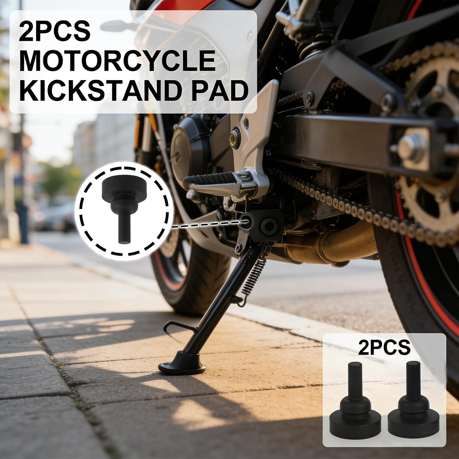 2PCS Jiffy Stand Rubber Bumper Pad, Non-Slip Kickstand Pad Fit Harley Touring 2007-2024, Electra Street Road Glide Road King, Replace 50245-07
