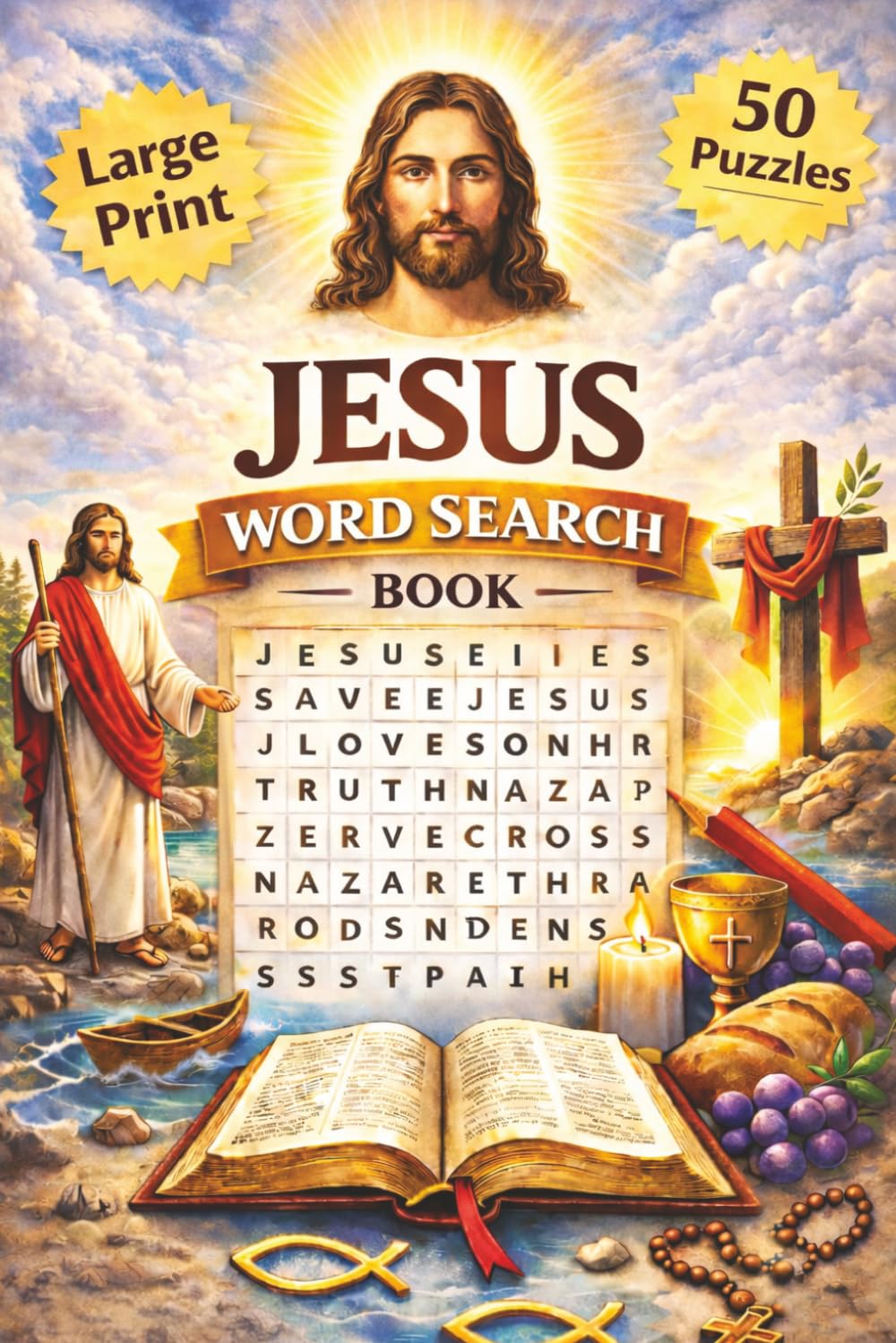 Jesus Word Search: 50 Word Search Puzzles Following the Life and Ministry of Jesus. Fun and Educational!