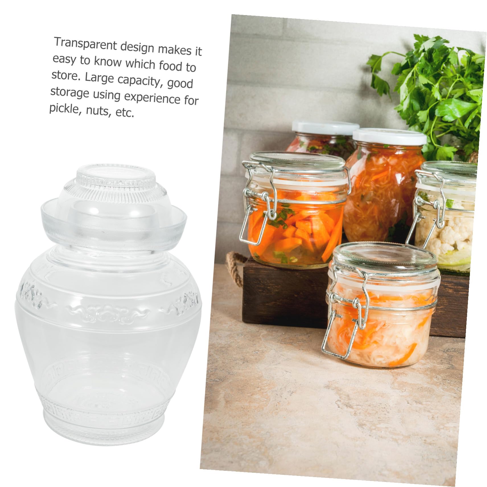 Glas Vorratsdose Große Kapazität Küchen Aufbewahrungsbehälter für Einmachgläser Pickles Fermentieren Luftdicht Bpa frei Transparent Glasbehälter für Trockenfrüchte und Gemüse