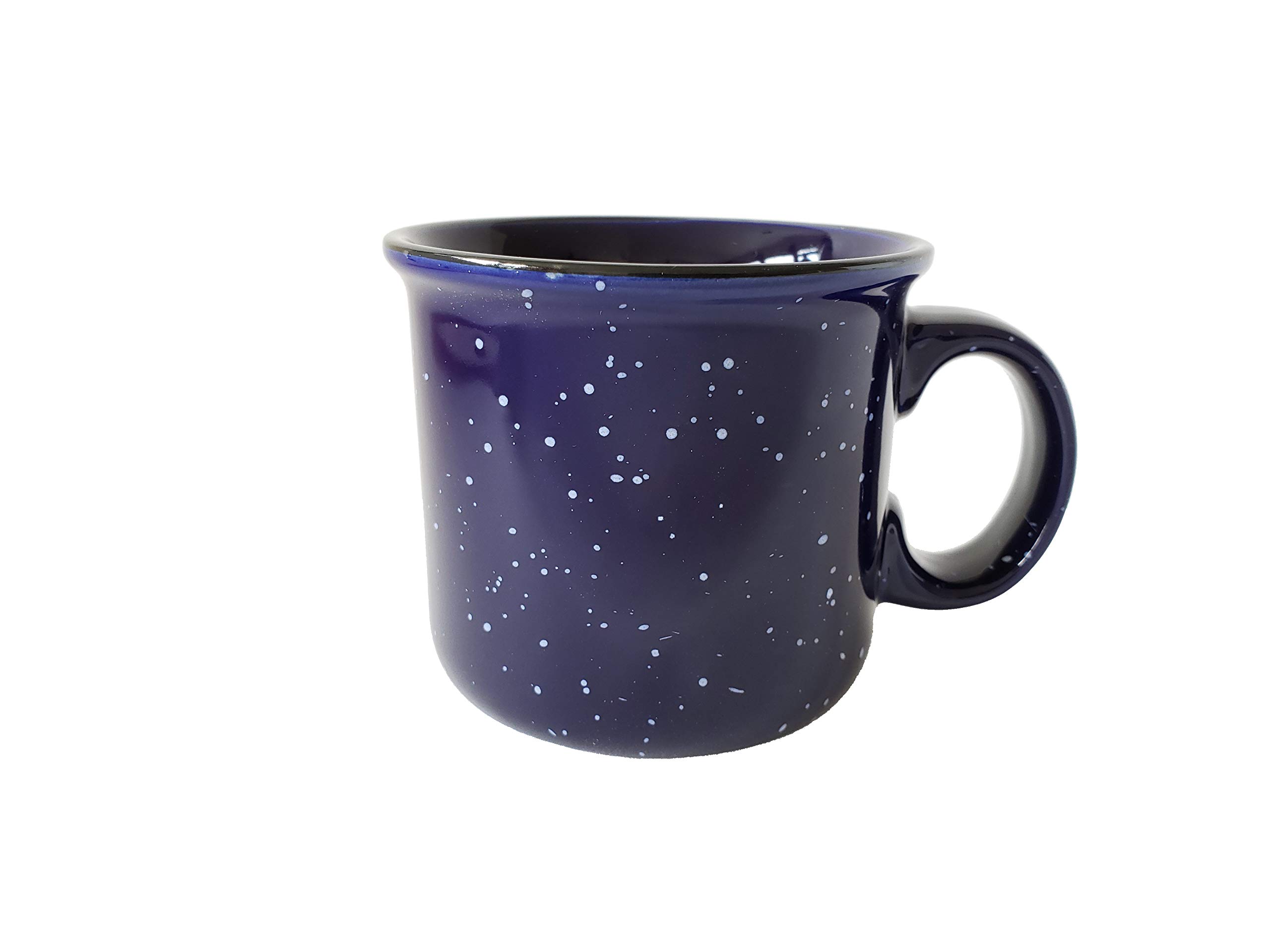 Taza de cerámica (4 unidades, 4 unidades), color azul con acabado moteado, resistente y gruesa pared, estilo camping, para exteriores o hogar