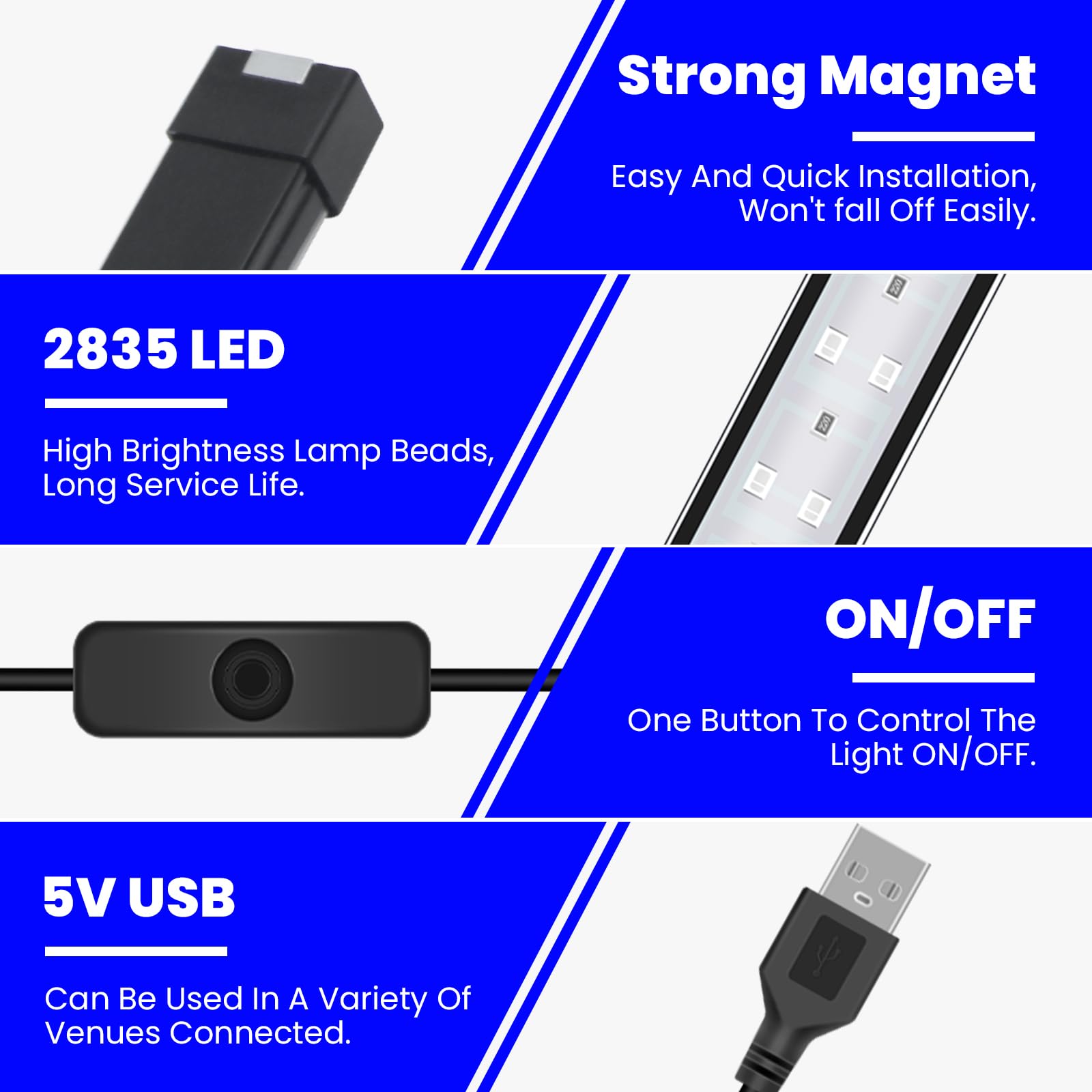 4 Pièces 5V USB Barres De Lumière Noire Portable, 10w UV LED Tube Lampe Violette Black Light pour Halloween Noël Soirée Body Painting Affiche Poster Fluorescente