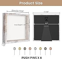 Vista 73 de Califortree 12x16 Large Shadow Box Frame with Soft Linen Back - Metal Push Pins Included, Memory Shadow Box Display Case for Bouquet Awards Medals