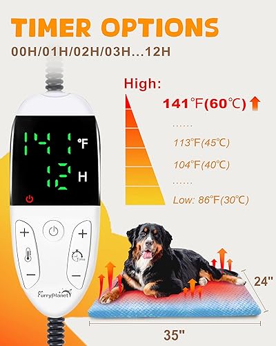 Miniatura 2 de Almohadilla térmica mejorada para perros con 2 fundas y bolsa de almacenamiento 840D, almohadilla térmica eléctrica para mascotas de temperatura