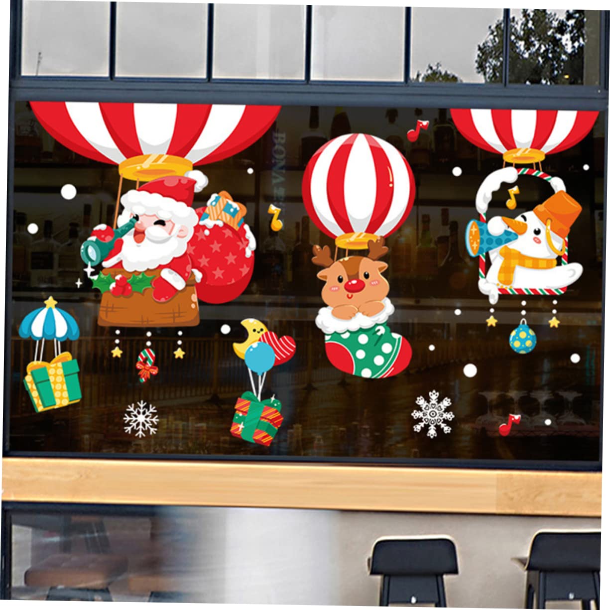 IMIKEYA 6 Pièces autocollant fenêtre bonhomme de neige s'accroche fenêtre de noël s'accroche christmas decoration noel stickers mural fond d'écran de noël décalcomanies murales de Noël PVC