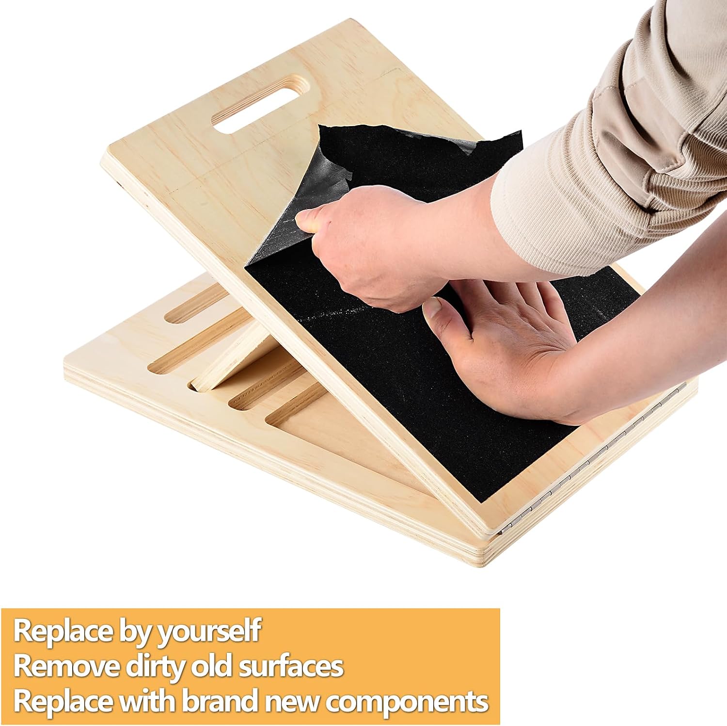 Non-Slip Sandpaper Board Fit Slant Board for Calf-Stretching, Wooden Incline Wedge Stretcher, Balance Block Replacement